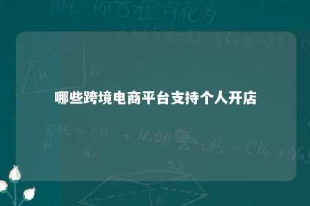 哪些跨境电商平台支持个人开店 跨境电商有哪些平台支持个人开店的